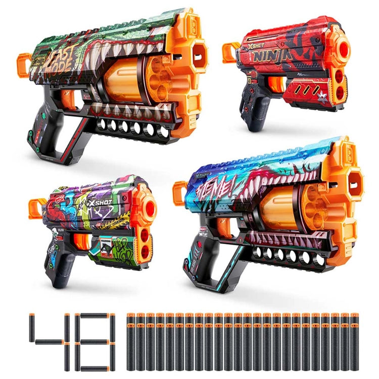 X-Shot Skins Mix Combo 2 Pack Griefer and 2 Pack Flux