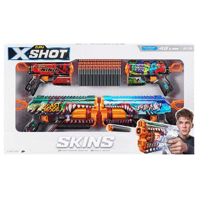 X-Shot Skins Mix Combo 2 Pack Griefer and 2 Pack Flux