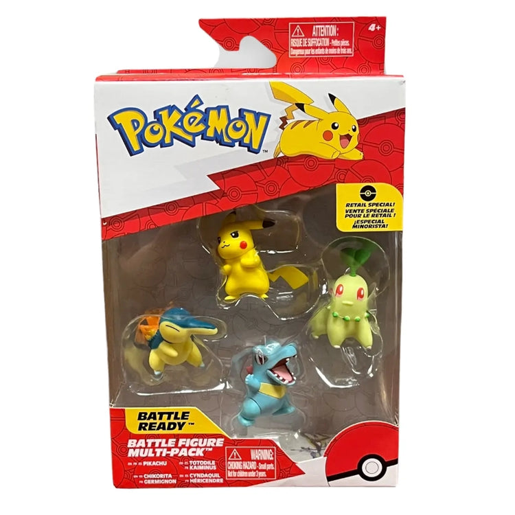 Pokemon Battle Figure Multipack 4 Figures 2-Inch (Pikachu, Chikorita, Totodile, and Cyndaquil)
