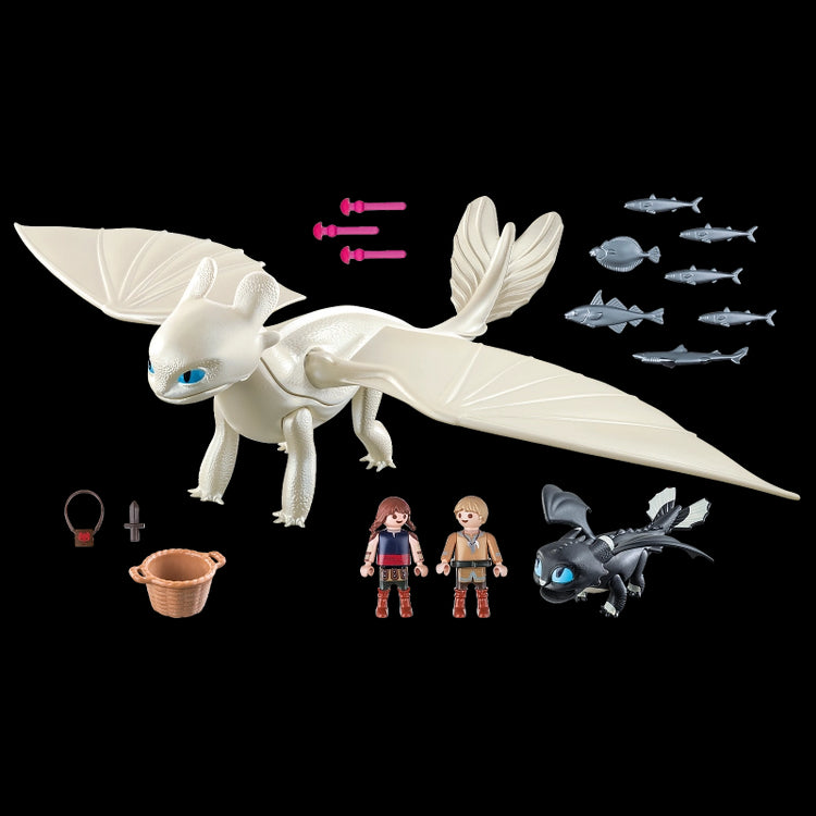 Light Fury and Baby Dragon with Kids- 16 Pcs