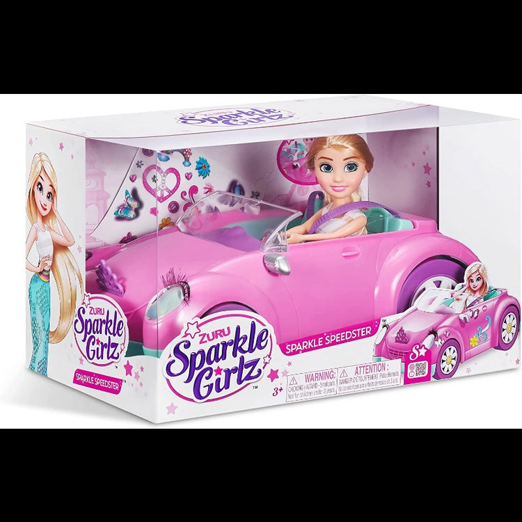 Sparkle Girlz- Dolls Playset Dolls & Vehicles- 10.5" Fashion Doll with Pink Convertible