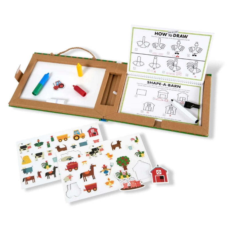 Natural Play: Play, Draw, Create Reusable Drawing & Magnet Kit- Farm