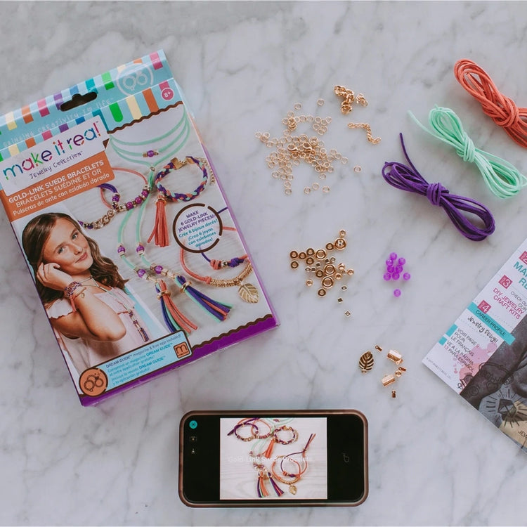 Gold Link Suede Bracelets- 105 Pcs