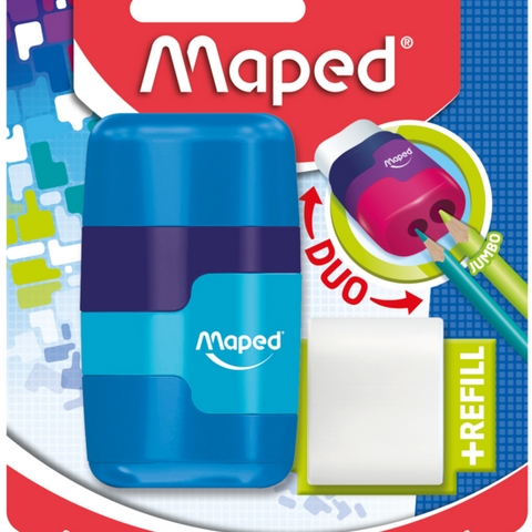 SHARPENER-ERASER CONNECT COLORFUL 2H BLISTER + 1 REFILL