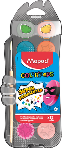 WATERCOLORS 30MM X12 PLASTIC BOX