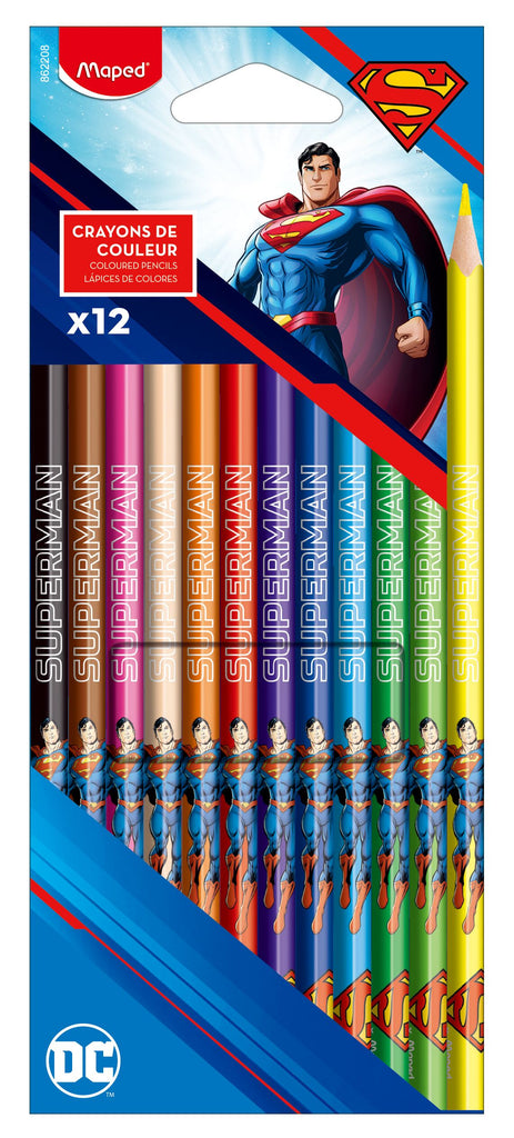 COLOURED PENCILS SUPERMAN X12 CARDBOARD BOX