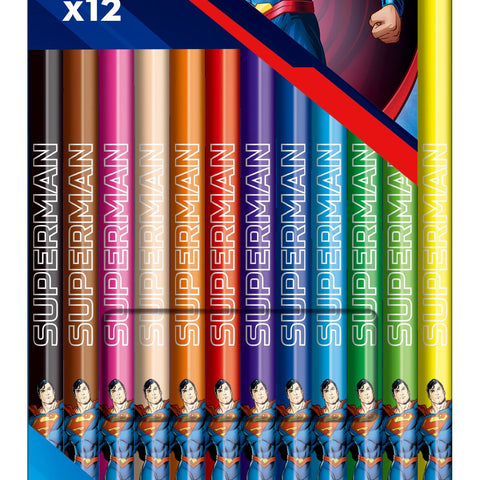 COLOURED PENCILS SUPERMAN X12 CARDBOARD BOX
