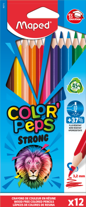 PLASTIC COLOUR PENCILS COLORPEPS STRONG X12 CARDBOARD BOX