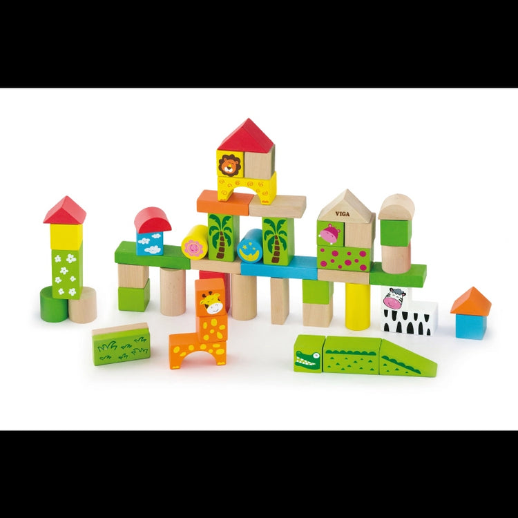 Wooden Blocks Set (Zoo)- 50 Pcs