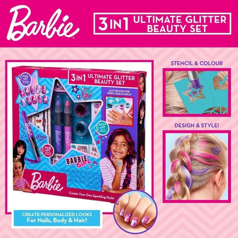 Barbie 3 in 1 Ultimate Glitter Beauty Set