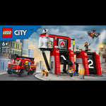 Fire Station with Fire Truck- 843 Pcs