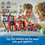 Fire Station with Fire Truck- 843 Pcs