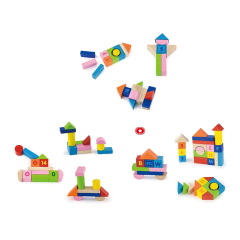 Wooden Blocks Set (City Alphabets & Numbers)- 100 Pcs