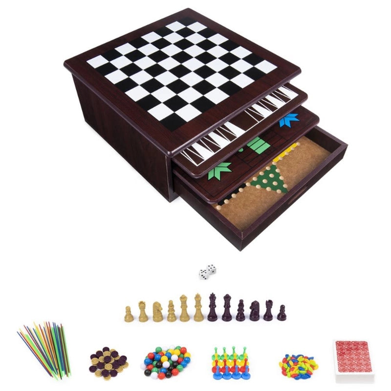 Spin Master Game 12-in-1 Wooden Game Center