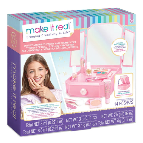 Deluxe Mirrored Vanity & Cosmetic Set- 14 Pcs