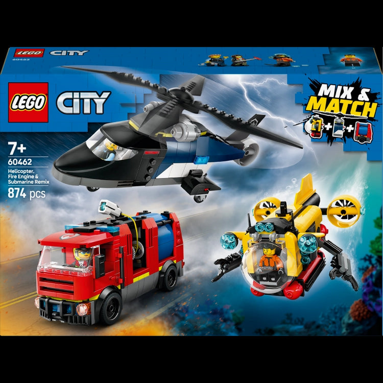Helicopter, Fire Truck & Submarine Remix- 874 Pcs