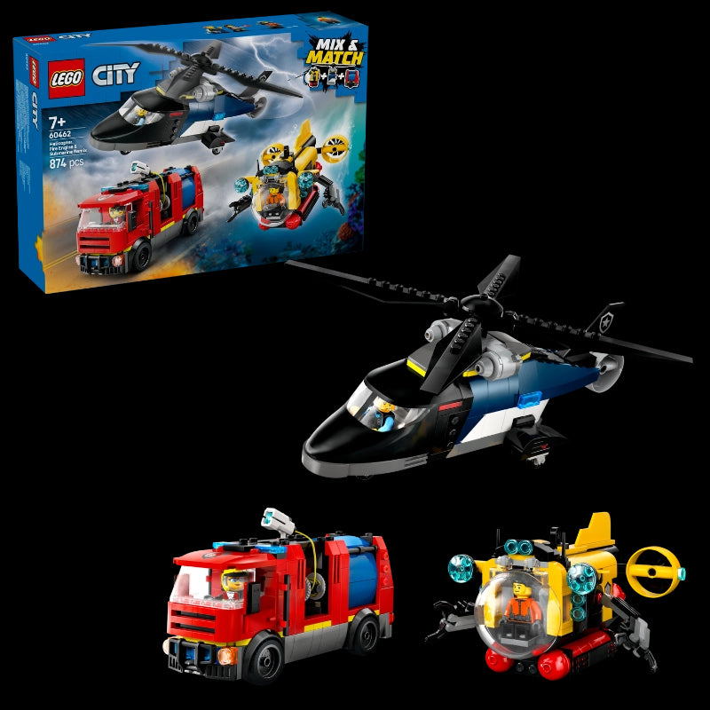 Helicopter, Fire Truck & Submarine Remix- 874 Pcs