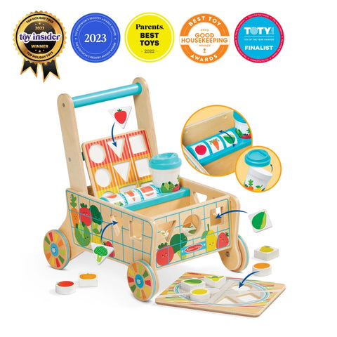 Wooden Shape Sorting Grocery Cart