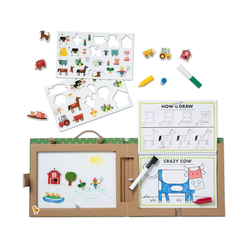 Natural Play: Play, Draw, Create Reusable Drawing & Magnet Kit- Farm