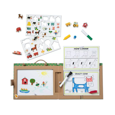 Natural Play: Play, Draw, Create Reusable Drawing & Magnet Kit- Farm