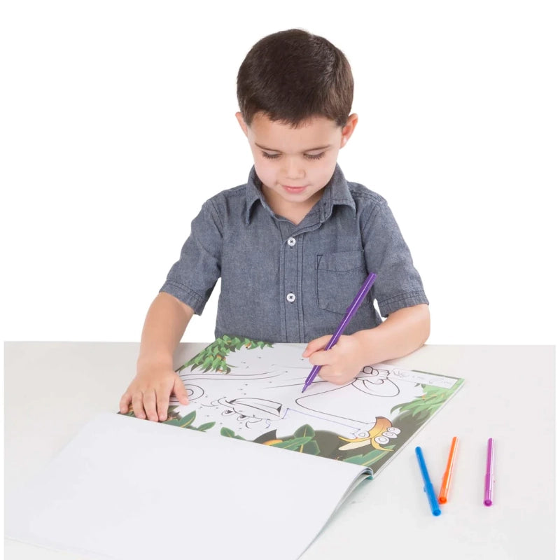 ABC 123 Dot-to-Dot Coloring Pad– Wild Animals
