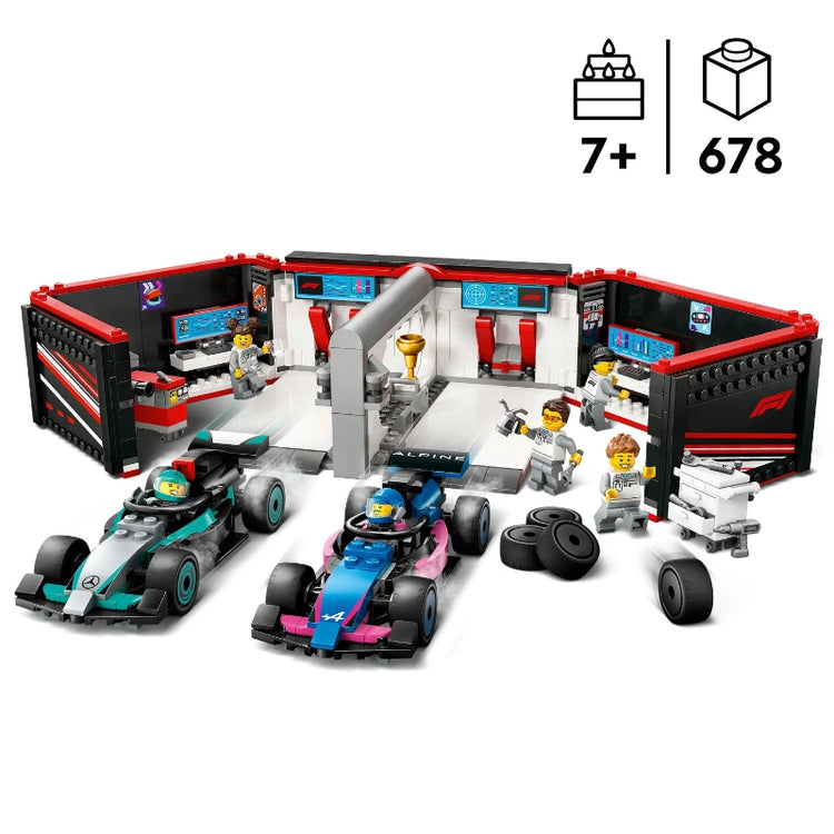 F1® Garage & Mercedes-AMG & Alpine Cars- 678 Pcs