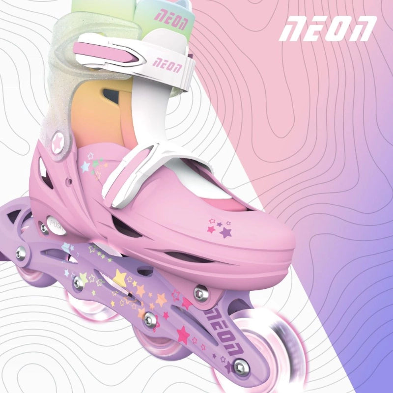 Neon Combo Skates 2-in-1 (Size 3-6)- Rainbow