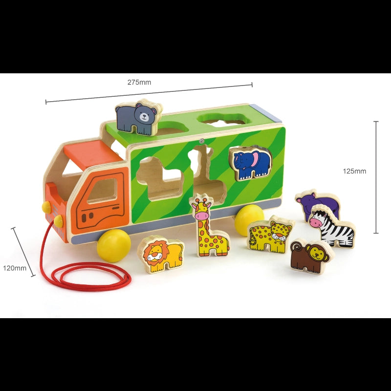 Pull Along Truck With Shape Sorter- Animal Puzzles