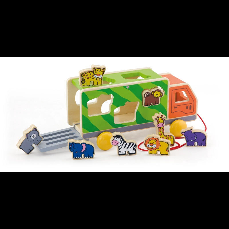 Pull Along Truck With Shape Sorter- Animal Puzzles