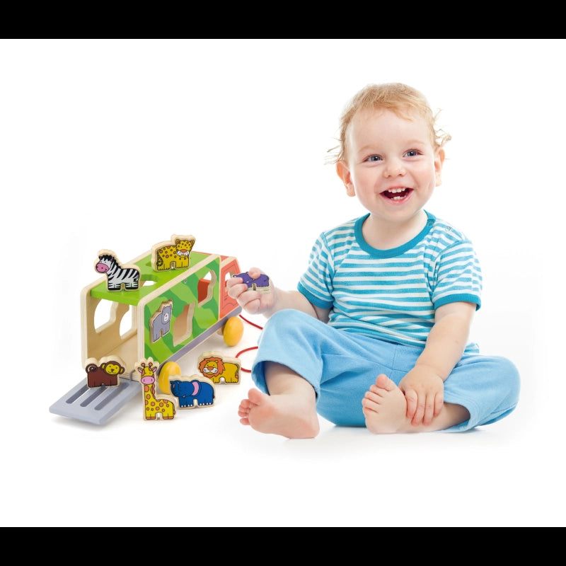 Pull Along Truck With Shape Sorter- Animal Puzzles